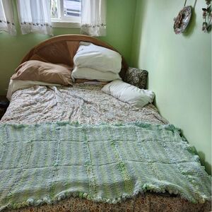 Hand Crafted Chenille Baby Crib Toddler Bed Lap Blanket Afghan Super Soft